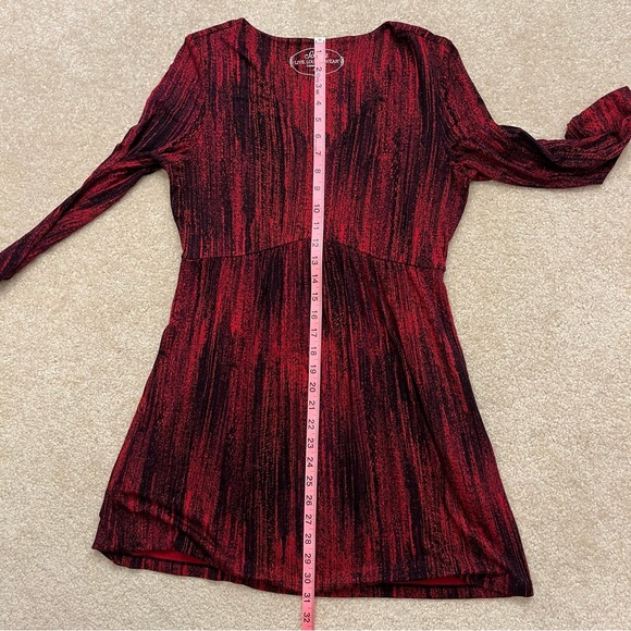 Soma Dress Womens Small Red Black Pattern Soft A-line V-Neck Lounge Wear Comfy - Picture 7 of 8